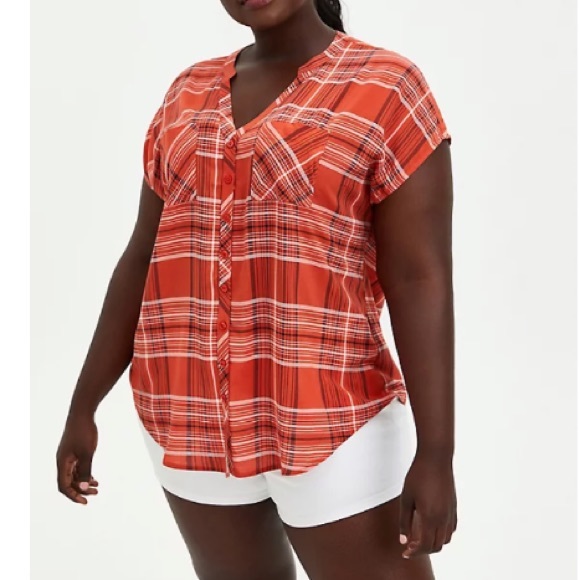 Torrid Challis Button-Front Dolman Sleeve Top - Picture 1 of 15